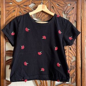 Black shirt with Rose print